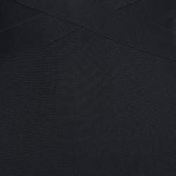 Pre Owned Herve Leger Black Stretch Knit Halter Neck Bodycon Mini Dress S