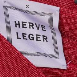 مملوكة مسبقًا Herve Leger Burgundy Bandage Knit V-Neck Midi Dress S