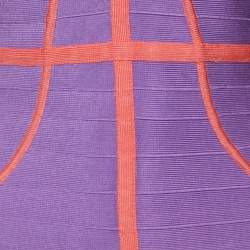 Herve Leger Violet/Coral Knit Sleeveless Bandage Dress XS