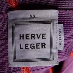 Herve Leger Violet/Coral Knit Sleeveless Bandage Dress XS
