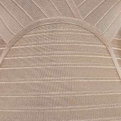 Herve Leger Beige Bandage Knit V-Neck Mini Dress S