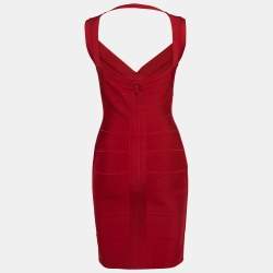 Herve Leger Red Bandage Knit Sleeveless Mini Dress S