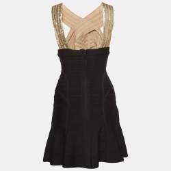 Herve Leger Black Knit Amalia Mini Dress XS