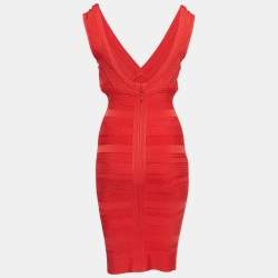 Herve Leger Red Open-Back Bandage Knit Karima Dress M
