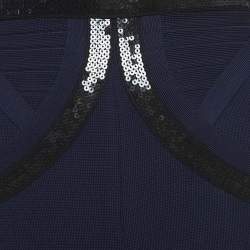 Herve Leger Navy Blue Sequin Embellished Jumpsuit S
