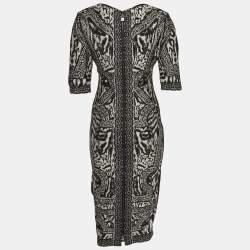 Herve Leger Monochrome Stretch Knit Zola Midi Dress S
