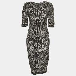 Herve Leger Monochrome Stretch Knit Zola Midi Dress S
