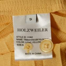 Hozweiler Tyranusaurus Light Yellow Crepe Pleated Button Front Maxi Dress S