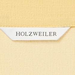 Hozweiler Tyranusaurus Light Yellow Crepe Pleated Button Front Maxi Dress S
