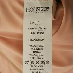 Pre Owned House of Cb Beige Crepe Lace-Up Sheath Dress S