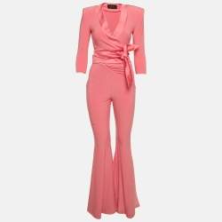 Pre Owned House of Zhivago Pink Jersey Flared Leg Idunn Jumpsuit S