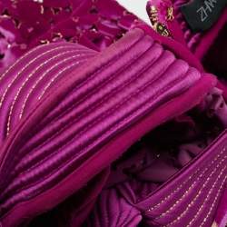 Pre Owned House of Zhivago Violet Velvet Cut Out Shadow Lounge Gown S