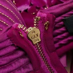 Pre Owned House of Zhivago Violet Velvet Cut Out Shadow Lounge Gown S