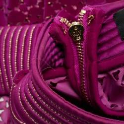 Pre Owned House of Zhivago Violet Velvet Cut Out Shadow Lounge Gown S