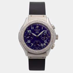 Hublot Customised Blue Diamond Stainless Steel Elegant MDM 1810.1 Automatic Men's Wristwatch 40 mm 