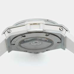 Pre Owned Hublot Big Bang One Click 485.SE.2010.RW.1604 White Dial Stainless Steel Resin Diamond Rubber Women's Wristwatch 33 mm
