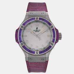 Pre Owned Hublot Big Bang 361.SV.6010.LR.1905 Quartz White Stainless Steel Women's Wristwatch 38 mm