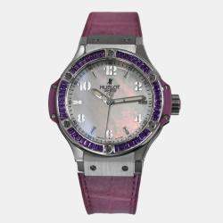 Pre Owned Hublot Big Bang 361.SV.6010.LR.1905 Quartz White Stainless Steel Women's Wristwatch 38 mm