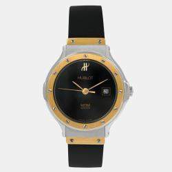 Pre Owned Hublot MDM Classic 1393.2 Quartz Black 18k Yellow Gold Stainless Steel Women's Wristwatch 28 mm