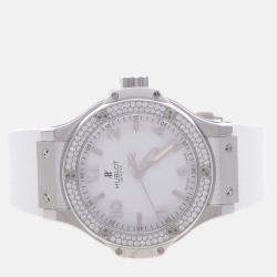 Pre Owned Hublot Big Bang 361.SE.2010.RW.1104 Quartz White Diamonds Stainless Steel Women's Wristwatch 38mm