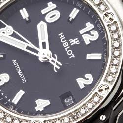 مملوكة مسبقًا Hublot Big Bang One Click 465.SX.1170.RX.1204 Black Dial Resin Stainless Steel Rubber Diamond Women's Wristwatch 39 mm