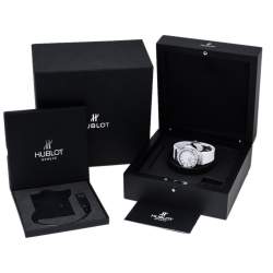 Hublot White Stainless Steel Rubber Diamond Big Bang 361.SE.2010.RW.1104.PLP Women's Wristwatch 38 mm