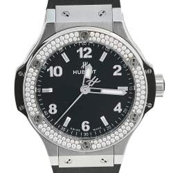Hublot Black Stainless Steel Rubber Diamonds Big Bang 361.SX.1270.RX.1104 Women's Wristwatch 38 mm