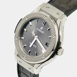 Hublot Grey Titanium Alligator Classic Fusion 565.NX.7071.LR  Women's Wristwatch 38 mm 