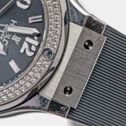 Hublot Black Stainless Steel Diamond Rubber Big Bang 361.SX.1270.RX.1104 Women's Wristwatch 38 mm