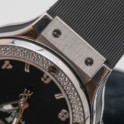 Hublot Black Stainless Steel Diamond Rubber Big Bang 361.SX.1270.RX.1104 Women's Wristwatch 38 mm
