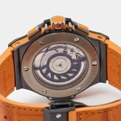 Hublot Black Ceramic Orange Sapphire Alligator Leather Rubber Big Bang 41.CO.1110.LR.1906 Women's Wristwatch 41 mm