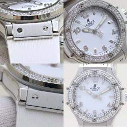 Hublot White Stainless Steel Diamond Big Bang 361.SE.2010.RW.1104 Quartz Women's Wristwatch 38 mm