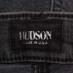 Pre Owned Hudson Dark Grey Denim Distressed Super Skinny Nico Jeans M