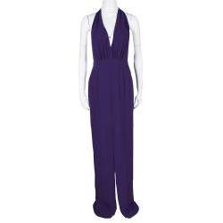 Pre Owned Hugo Boss Purple V-Neck Sleeveless Diwendyn Maxi Dress S
