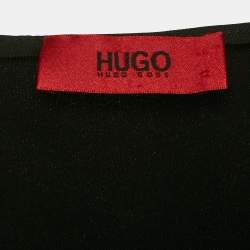 Hugo Boss Black Crepe Contrast Trim Cotine Top L