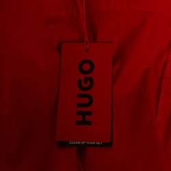 Pre Owned Hugo Boss Red Cotton Long Sleeve Shirt S