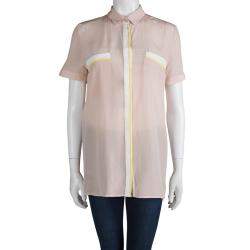 Hugo By Hugo Boss Pastel Pink Silk Button Front Elphie Blouse M