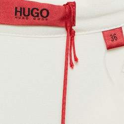 Hugo Boss Off White Silk Lace Trim Long Sleeve Button Front Blouse S