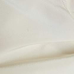 Hugo Boss Off White Silk Lace Trim Long Sleeve Button Front Blouse S