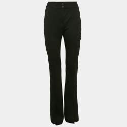 Hugo Boss Black Jersey Wide Leg Slit Detail Trousers S