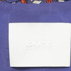 Pre Owned Hugo Boss Purple Jacquard Mid-Length Coat S