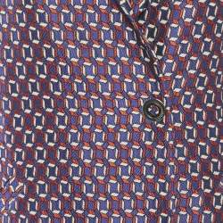 Pre Owned Hugo Boss Purple Jacquard Mid-Length Coat S