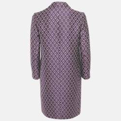 Pre Owned Hugo Boss Purple Jacquard Mid-Length Coat S