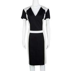 Hugo by Hugo Boss Monochrome Paneled Cotton Kishima Dress L