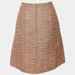 Pre Owned Hugo Boss Multicolor/Orange Tweed Mini Skirt S