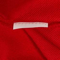 Pre Owned Hugo Boss Red Logo Applique Cotton Knit Hooded Sweatshirt S