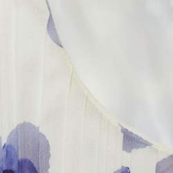 Pre Owned Boss By Hugo Boss White Floral Print Plisse Belted Midi Dress M