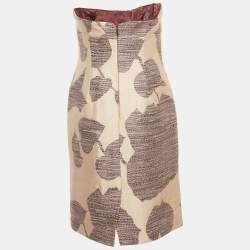 مملوكة مسبقًا فستان هوغو بوس بيج / بورجوندي بحمالات صغيرة ميني بحياكة متوسط