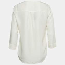 Pre Owned Hugo Boss Ivory Silk Pin Tucks Silk Rossita Blouse S