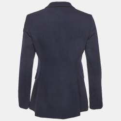 Pre Owned جاكيت بليزر هوغو بوس صوف فيرجن أزرق كحلي بأزرار أمامية صغير